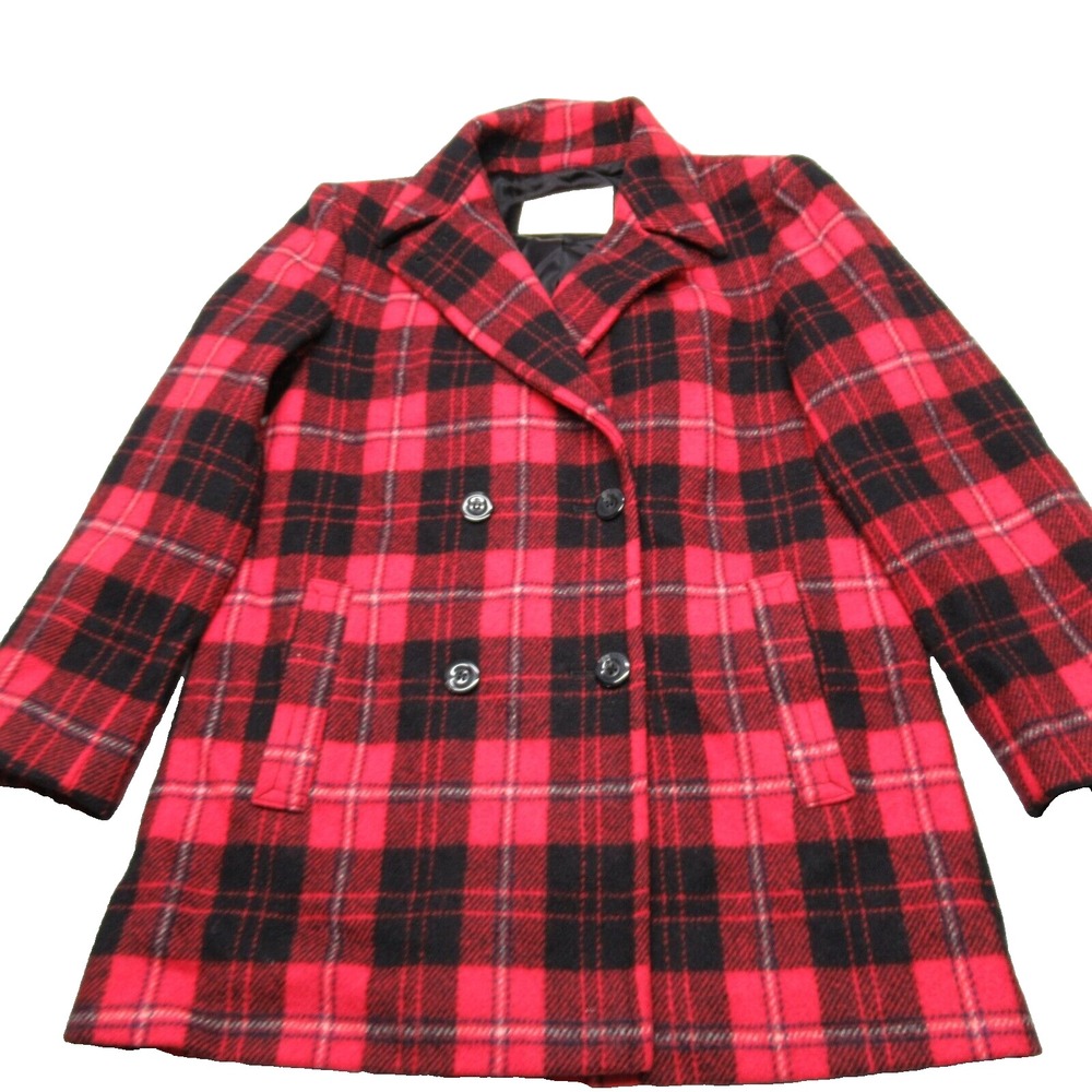 Vintage Pendleton Wool Jacket Women 6 Red Plaid Double Breasted Insulated USA